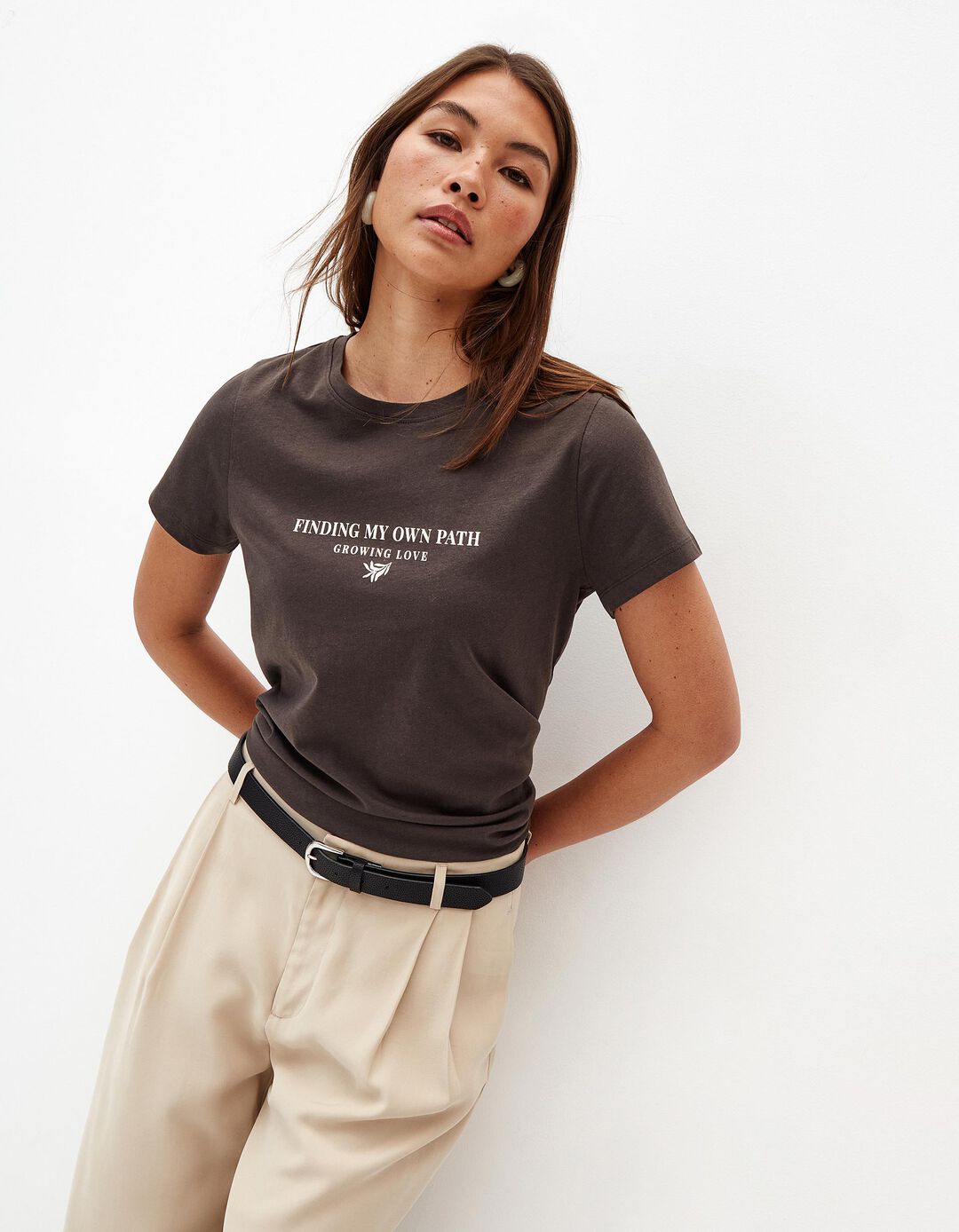 T-shirt Estampado, Mulher, Cinzento Escuro