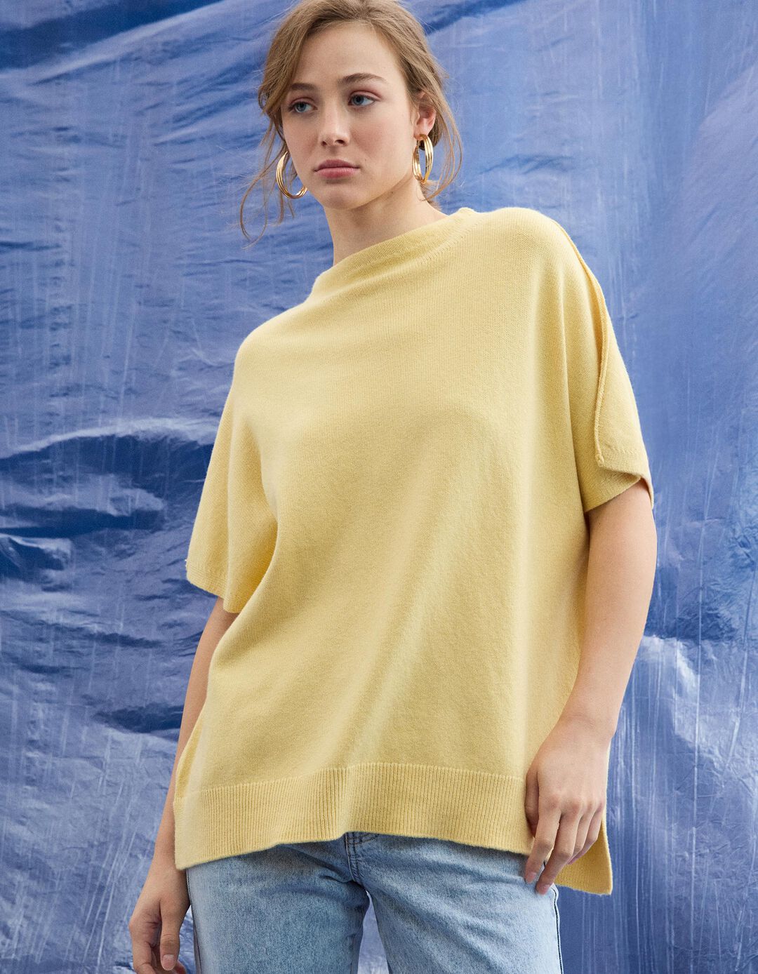 Camisola com L&atilde;, Mulher, Amarelo