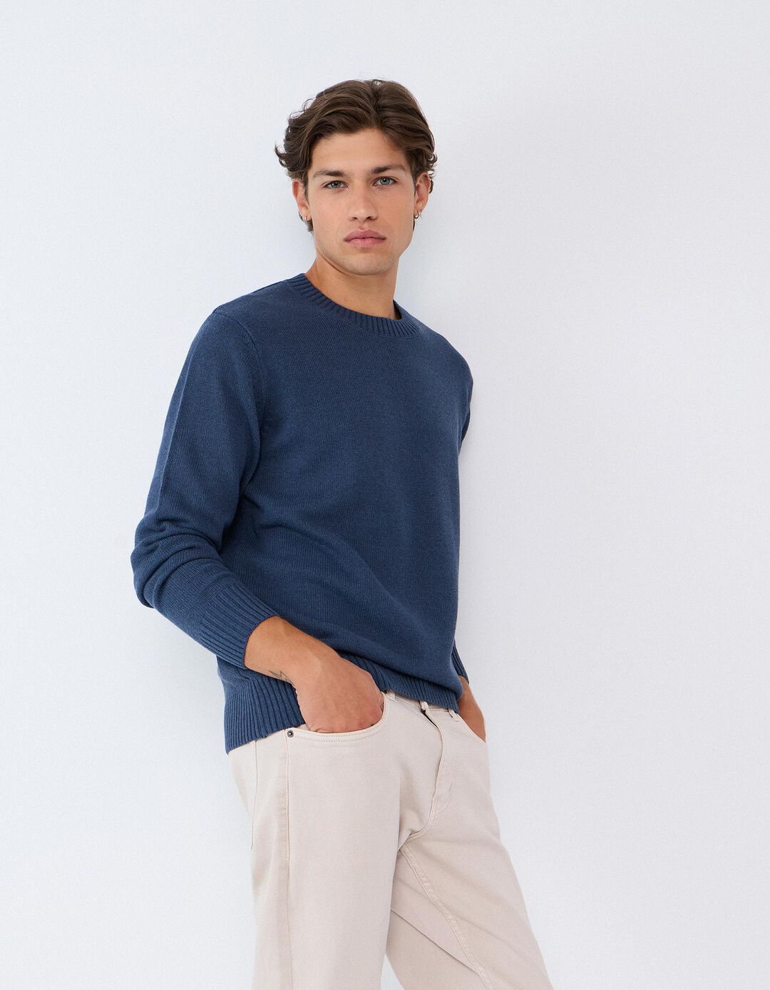 Camisola De Malha, Homem, Azul
