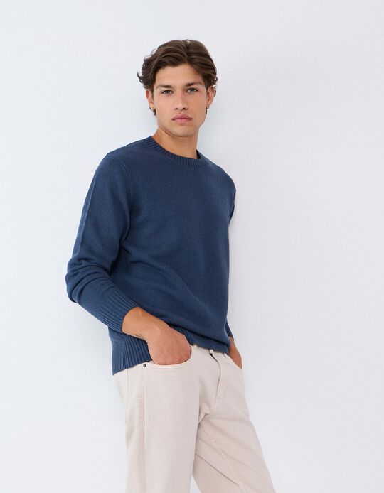 Comprar Online Camisola De Malha, Homem, Azul