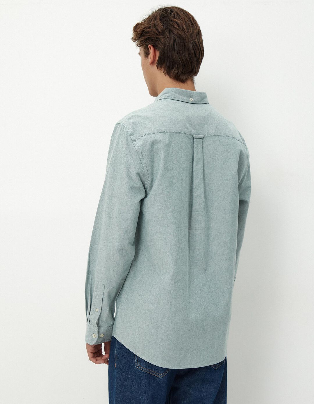 Camisa de Manga Comprida Oxford, Homem, Verde
