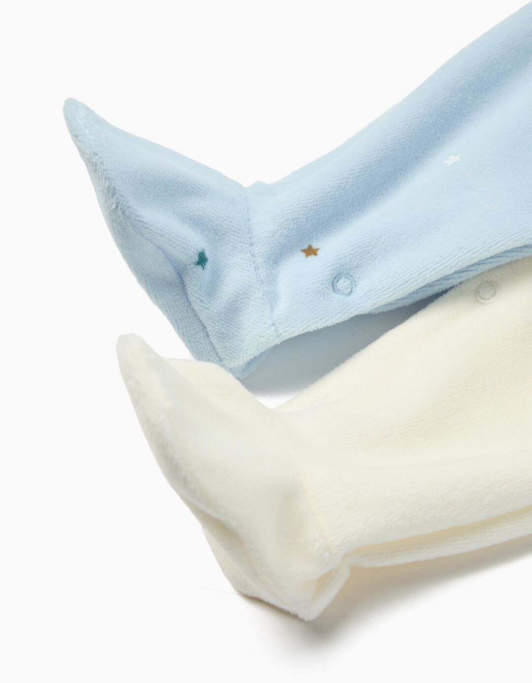 Pack 2 Babygrows Veludo, Recém-Nascido, Branco