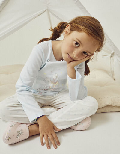 Cotton Pyjamas for Girls 'Dreams & Unicorns', Light Blue/White