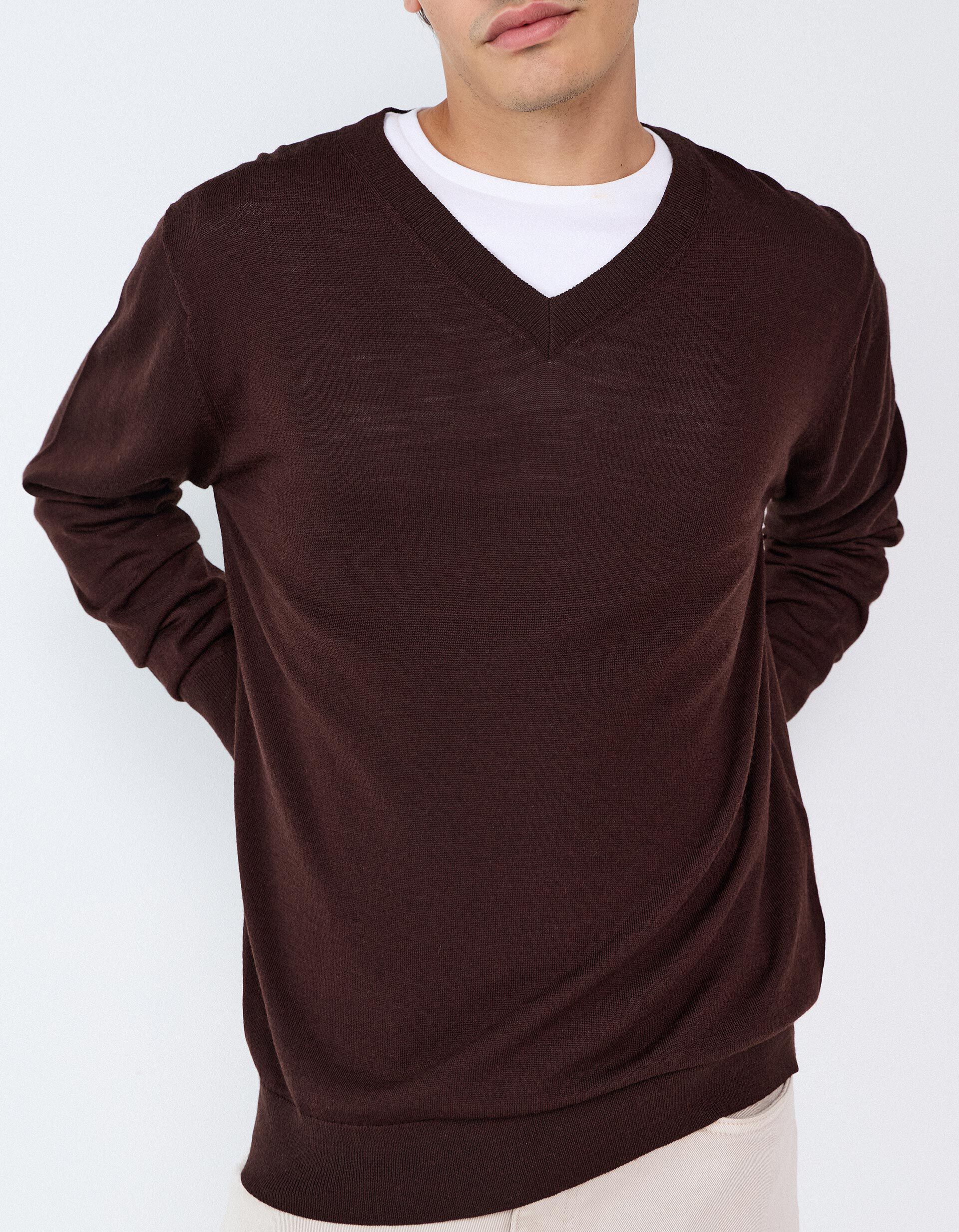 Comprar Online Camisola De L&atilde; Merino, Homem, Castanho Escuro