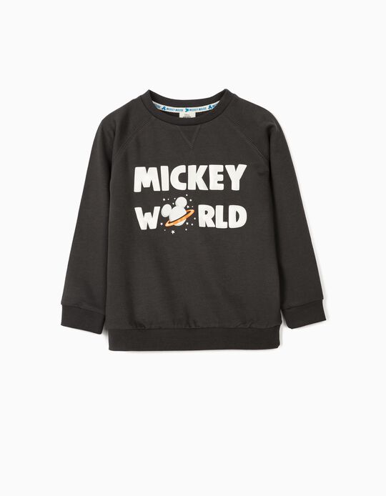 Sweatshirt para Menino 'Mickey World', Cinza Escuro