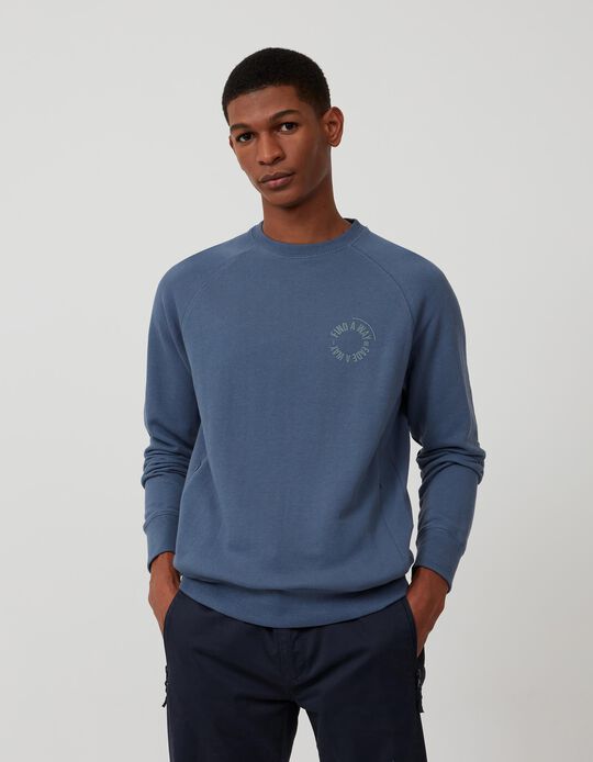 Sweatshirt with Pockets, Men, Blue