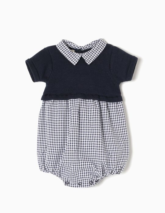 Combined Playsuit, Blue Gingham