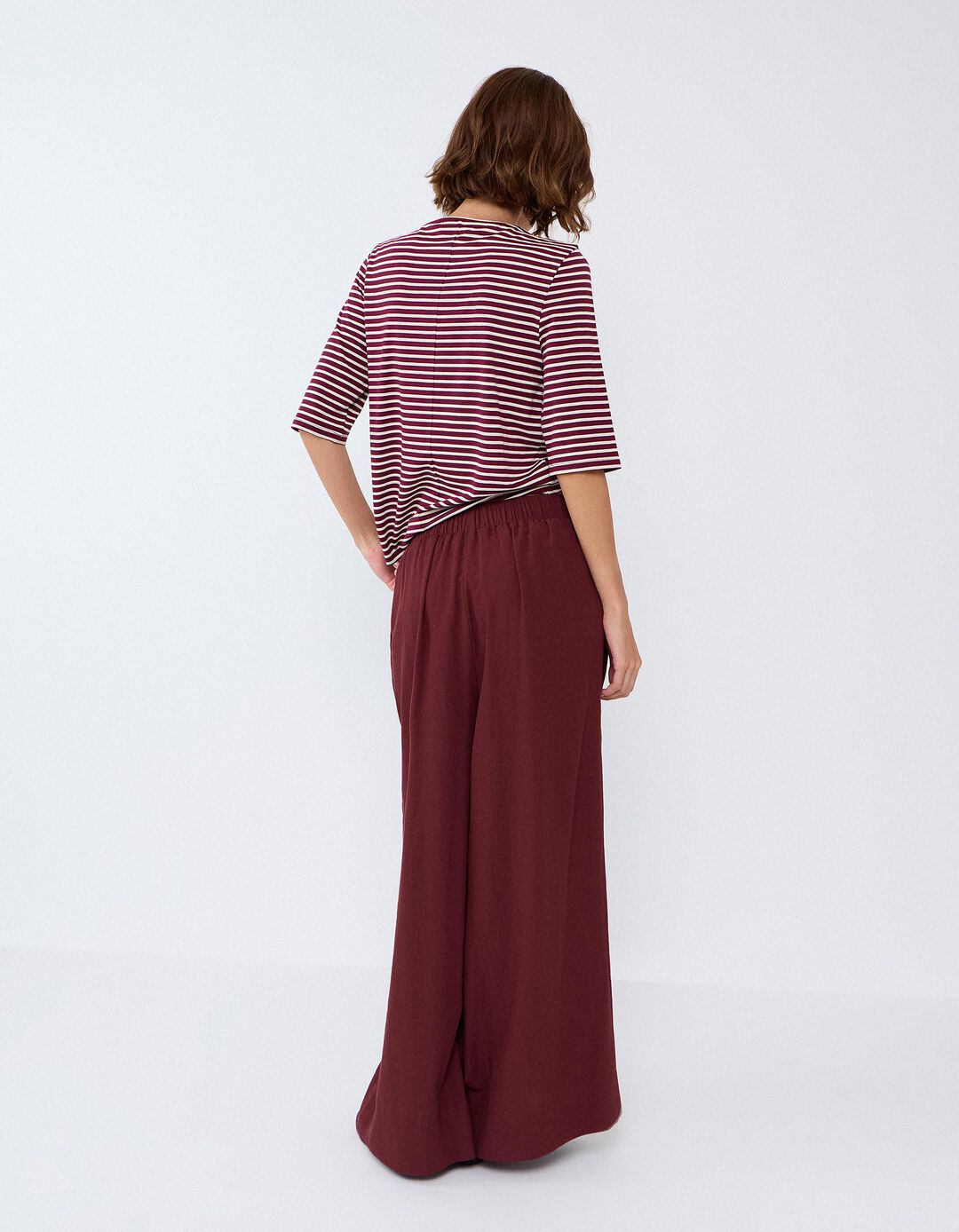 Cal&ccedil;as Wide Leg, Mulher, Vermelho Escuro
