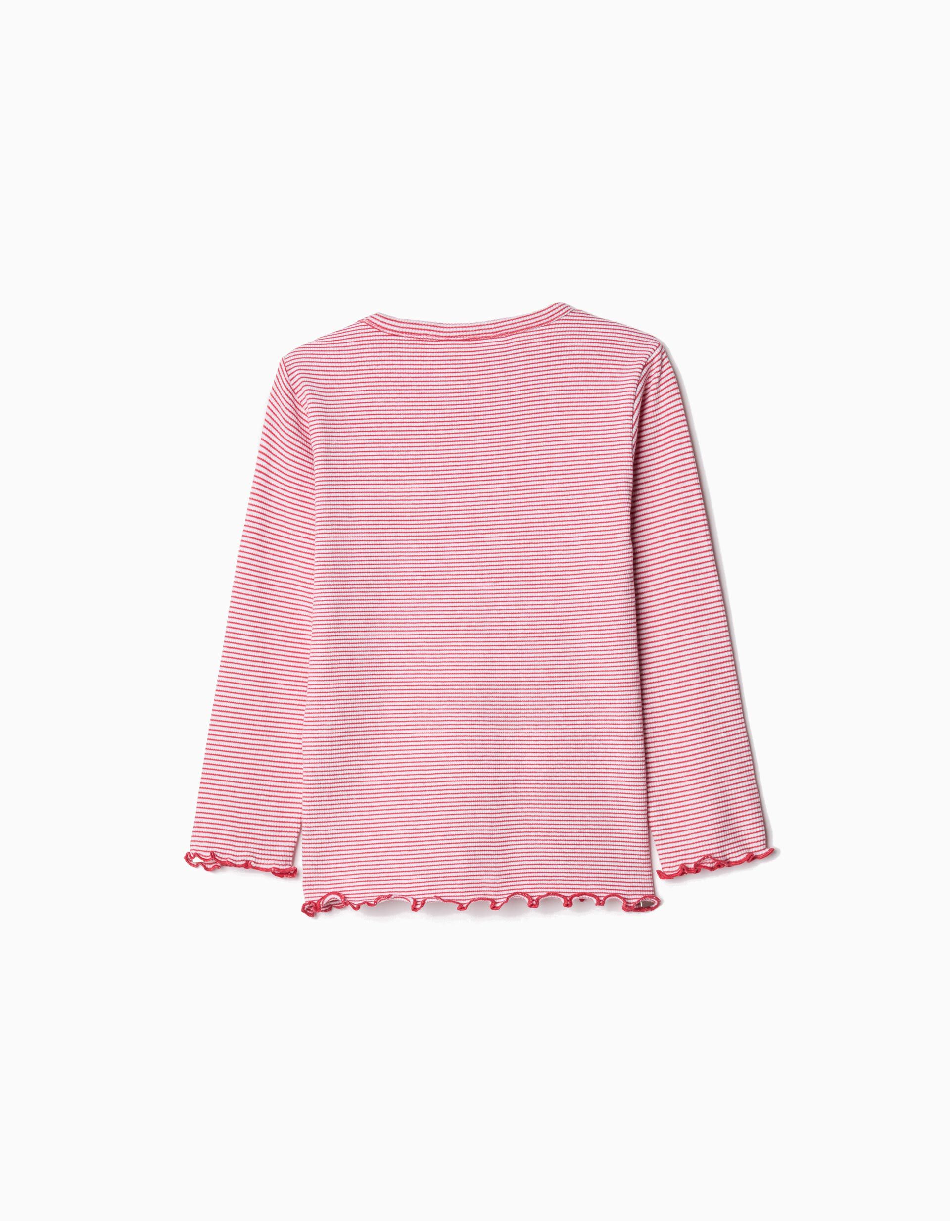 Comprar Online T-shirt de Manga Comprida Riscas, Menina, Vermelho