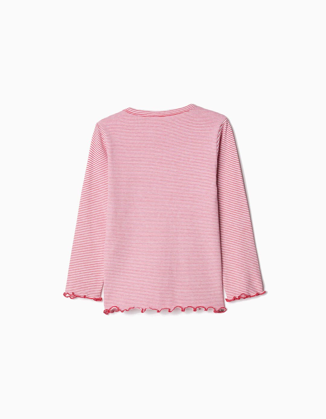 T-shirt de Manga Comprida Riscas, Menina, Vermelho