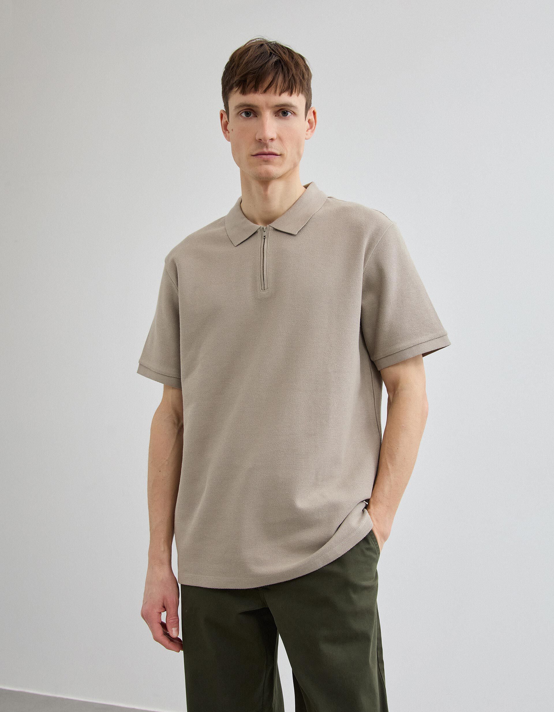 Comprar Online Polo com Fecho, Homem, Bege