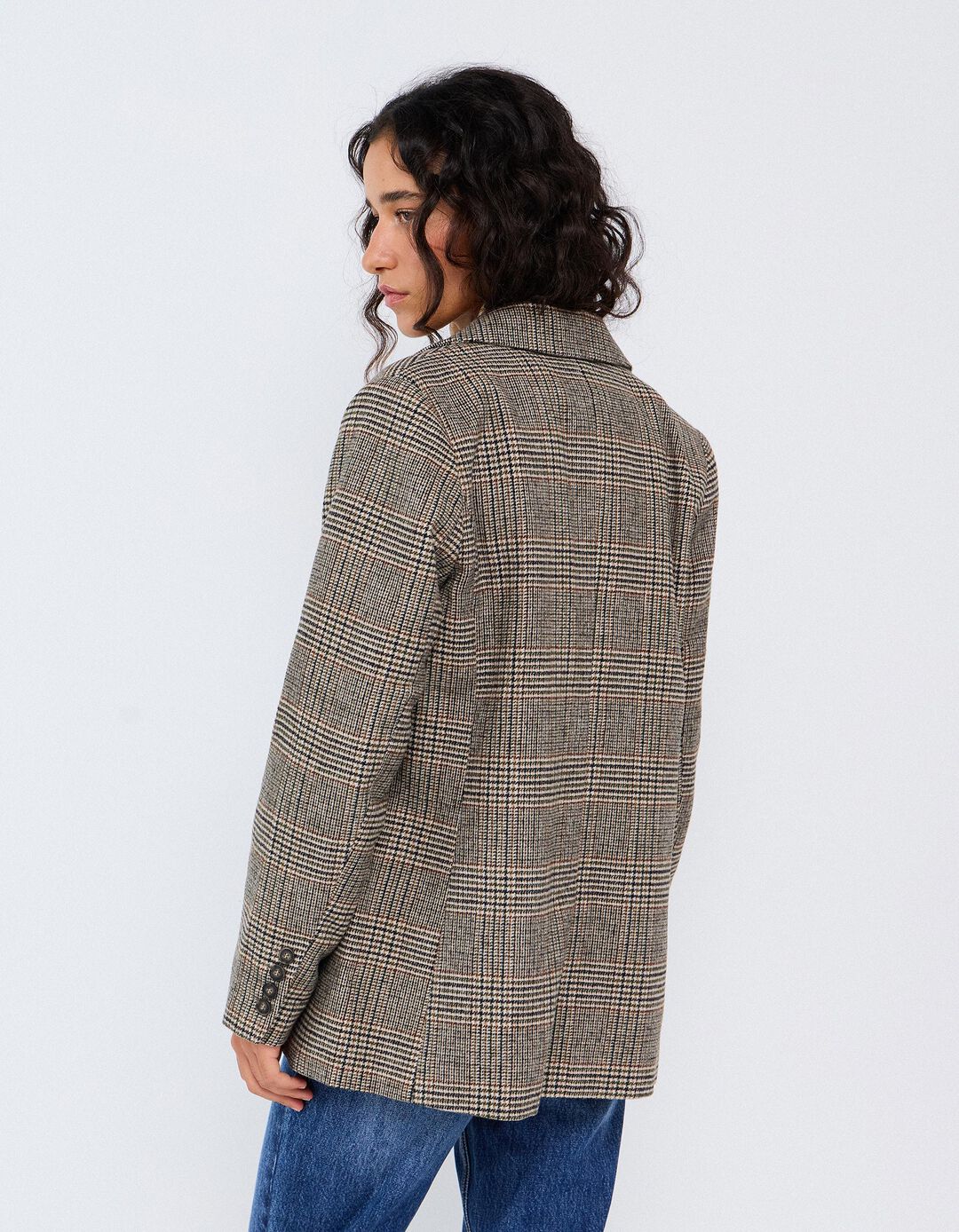 Blazer Xadrez, Mulher, Bege