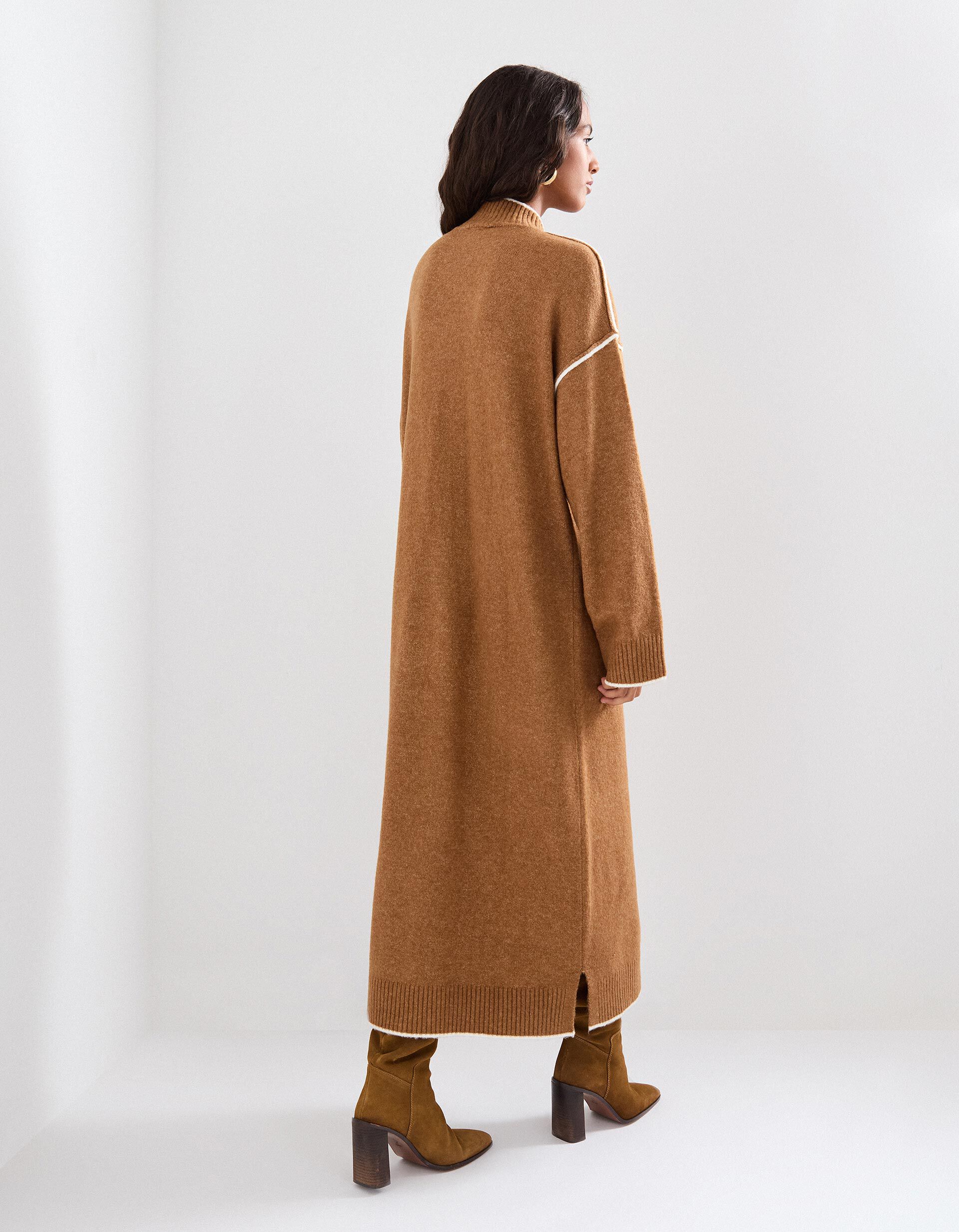 Comprar Online Vestido de Malha com L&atilde;, Mulher, Castanho Claro