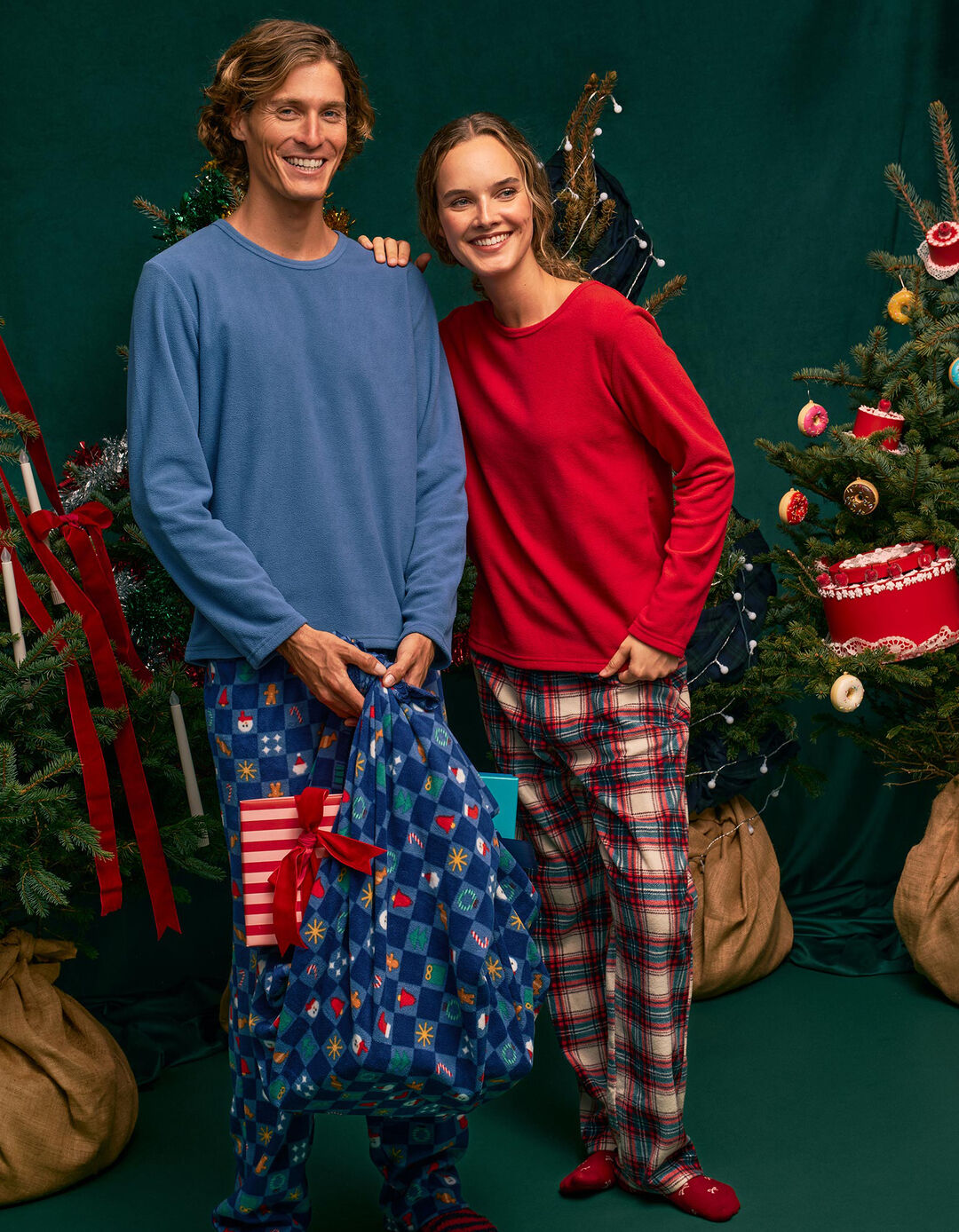 Pijama Polar De Natal, Mulher, Vermelho Escuro