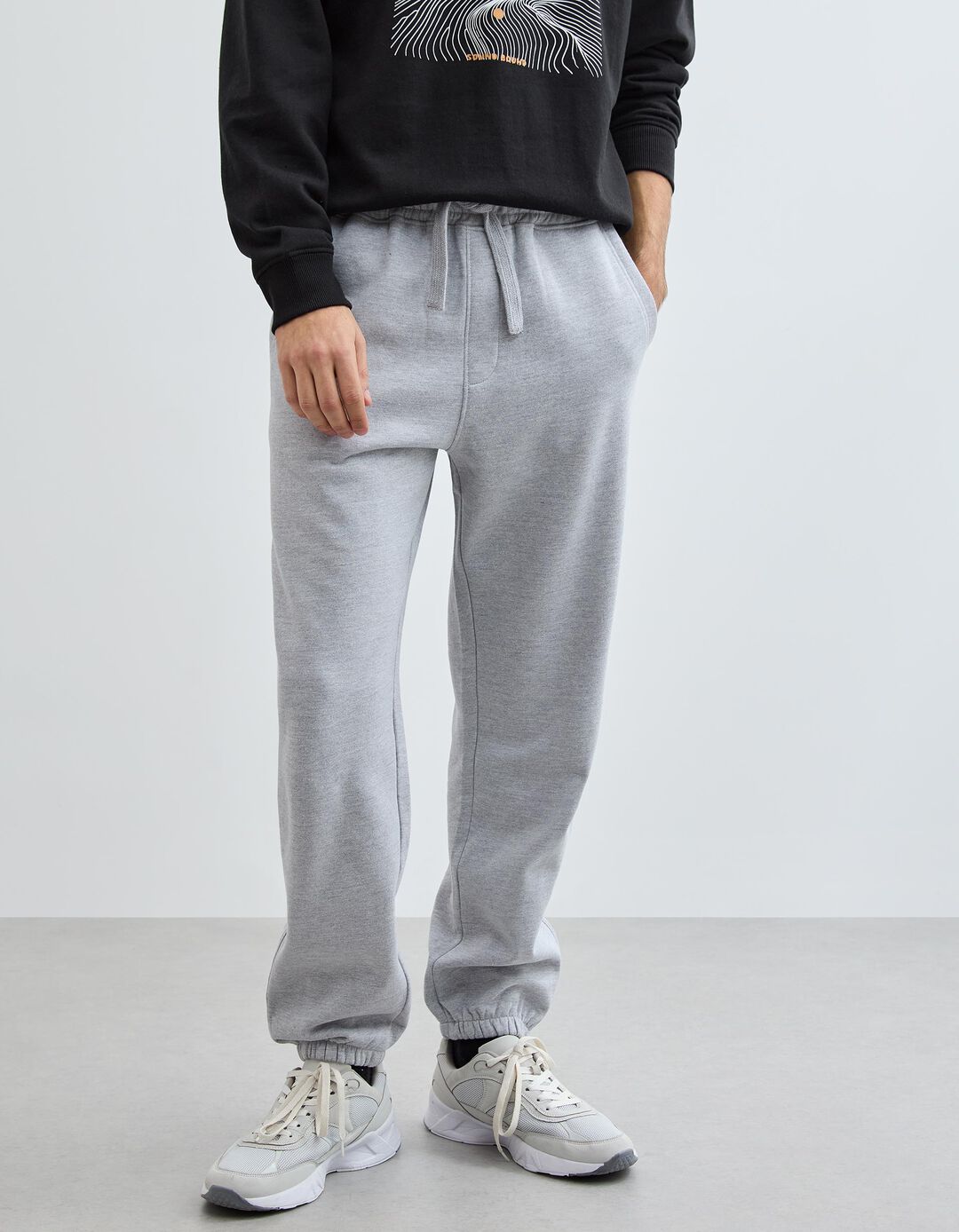 Cal&ccedil;as Jogging de Felpa, Homem, Cinzento Claro