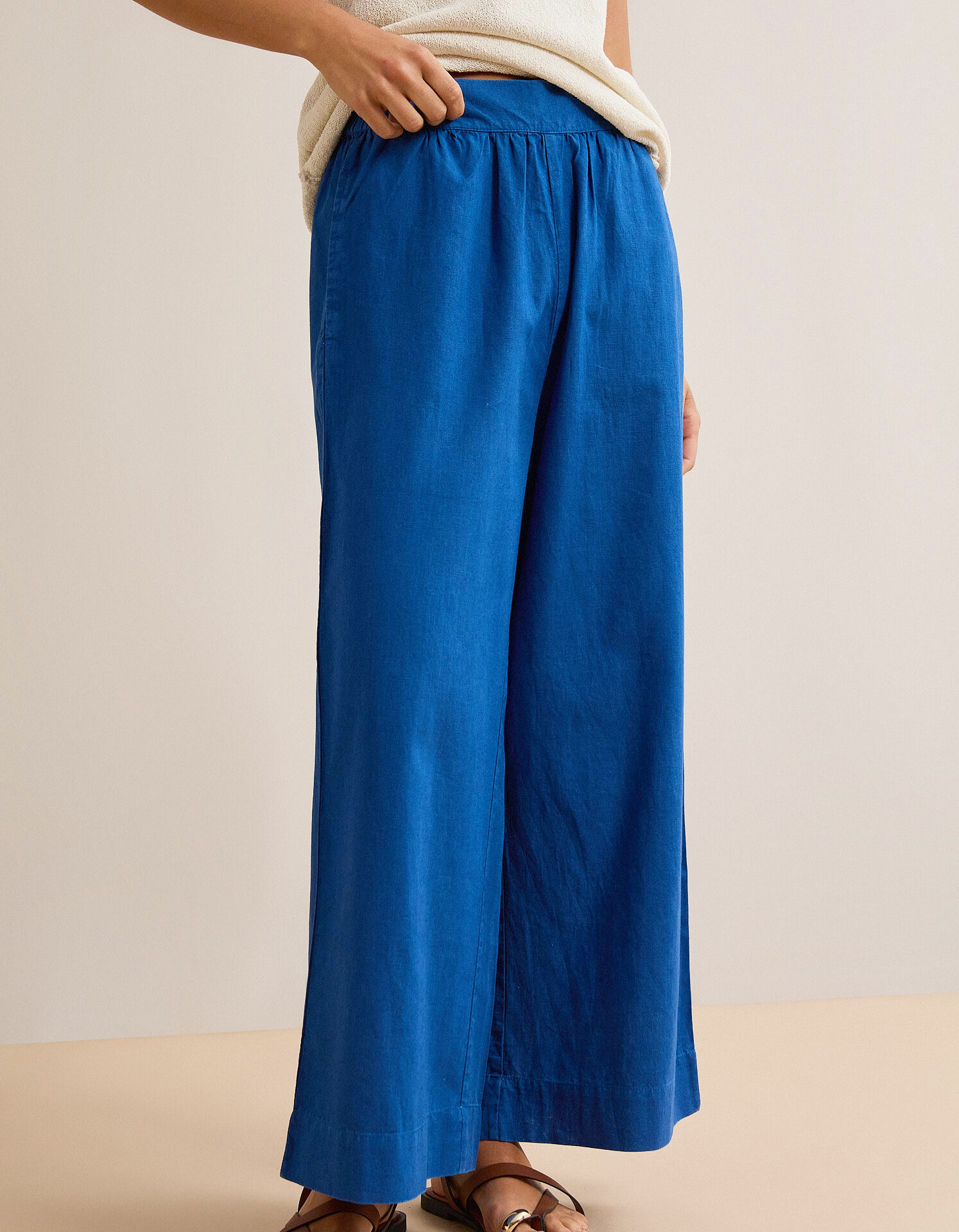 Comprar Online Cal&ccedil;as Culotte Com Linho, Mulher, Azul