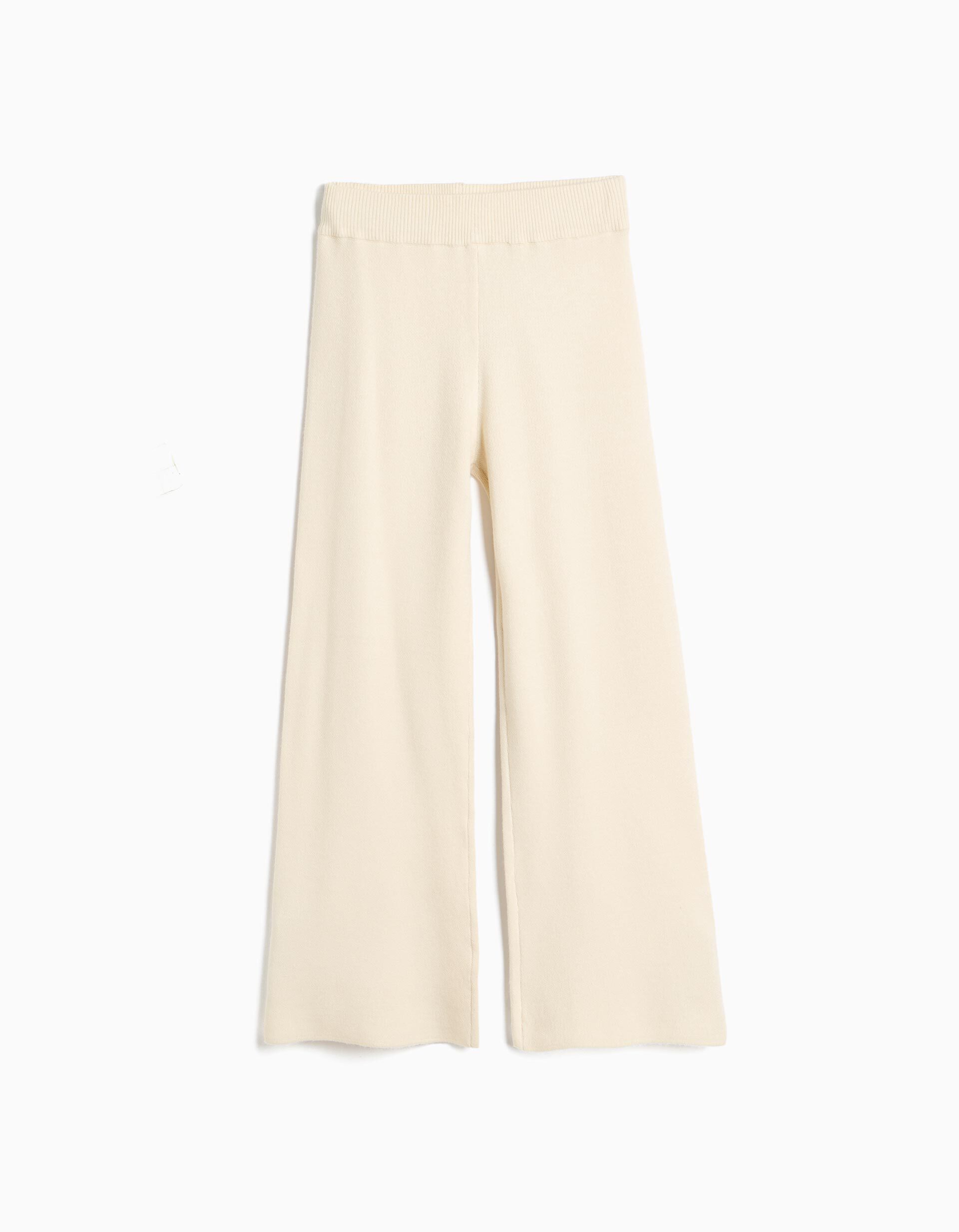 Comprar Online Cal&ccedil;as De Malha 'Wide Leg', Menina, Bege Claro