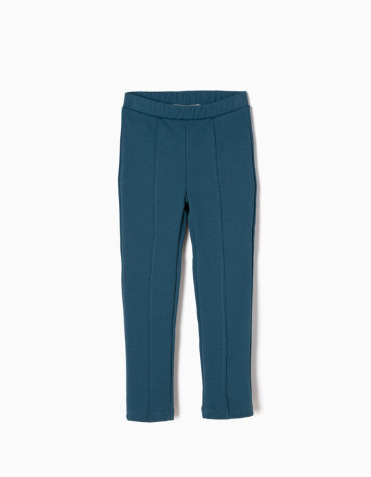 Petrol Blue Leggings in Jersey Knit Fabric