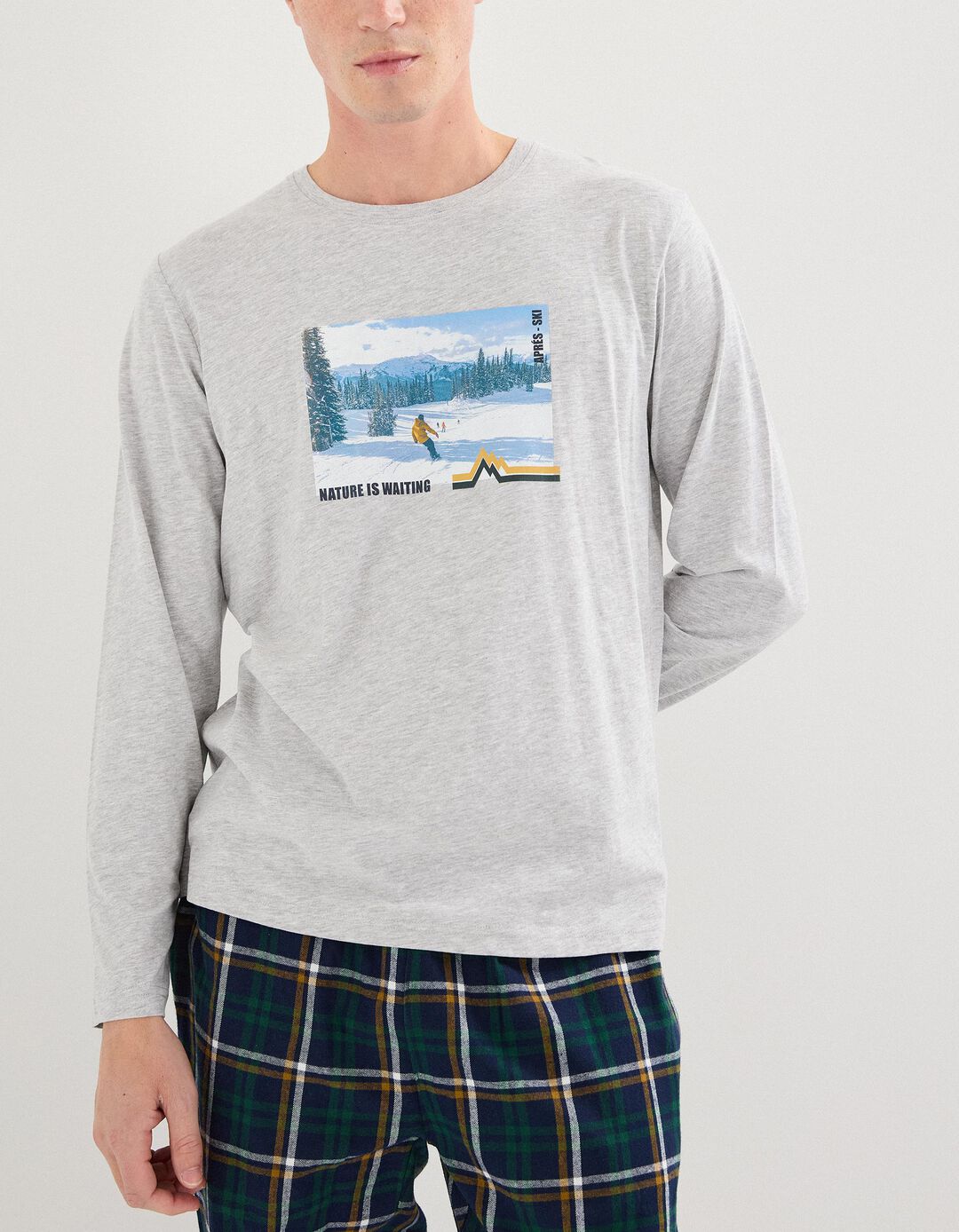 Pijama Algodão, Homem, Cinzento Claro