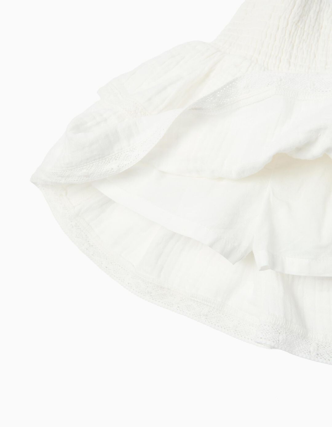 Saia com Folhos, Menina, Branco