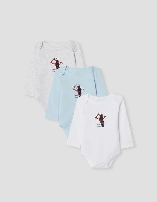 3 Cotton Bodysuits, Babies, Multicoloured