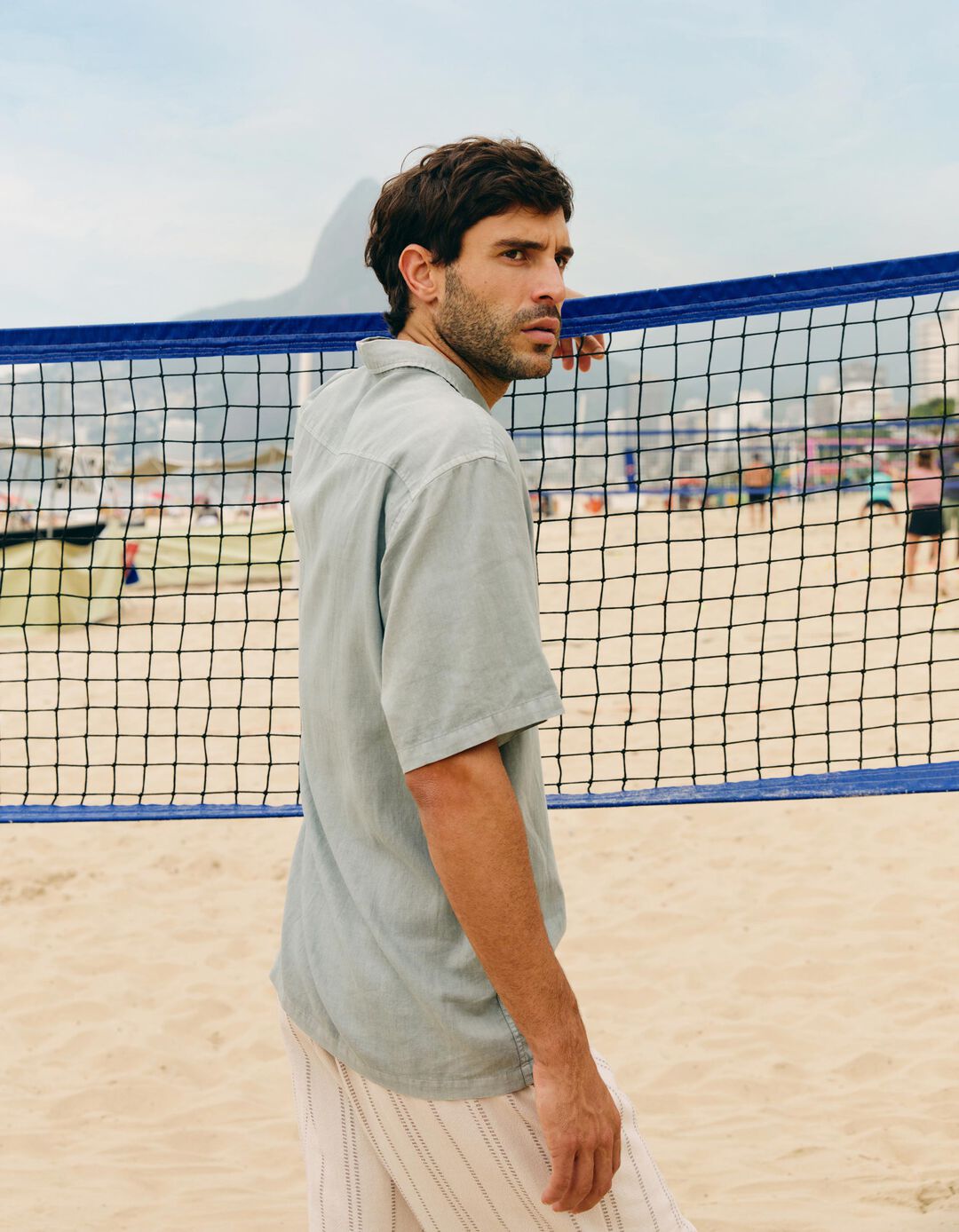 Camisa com Linho, Homem, Cinzento