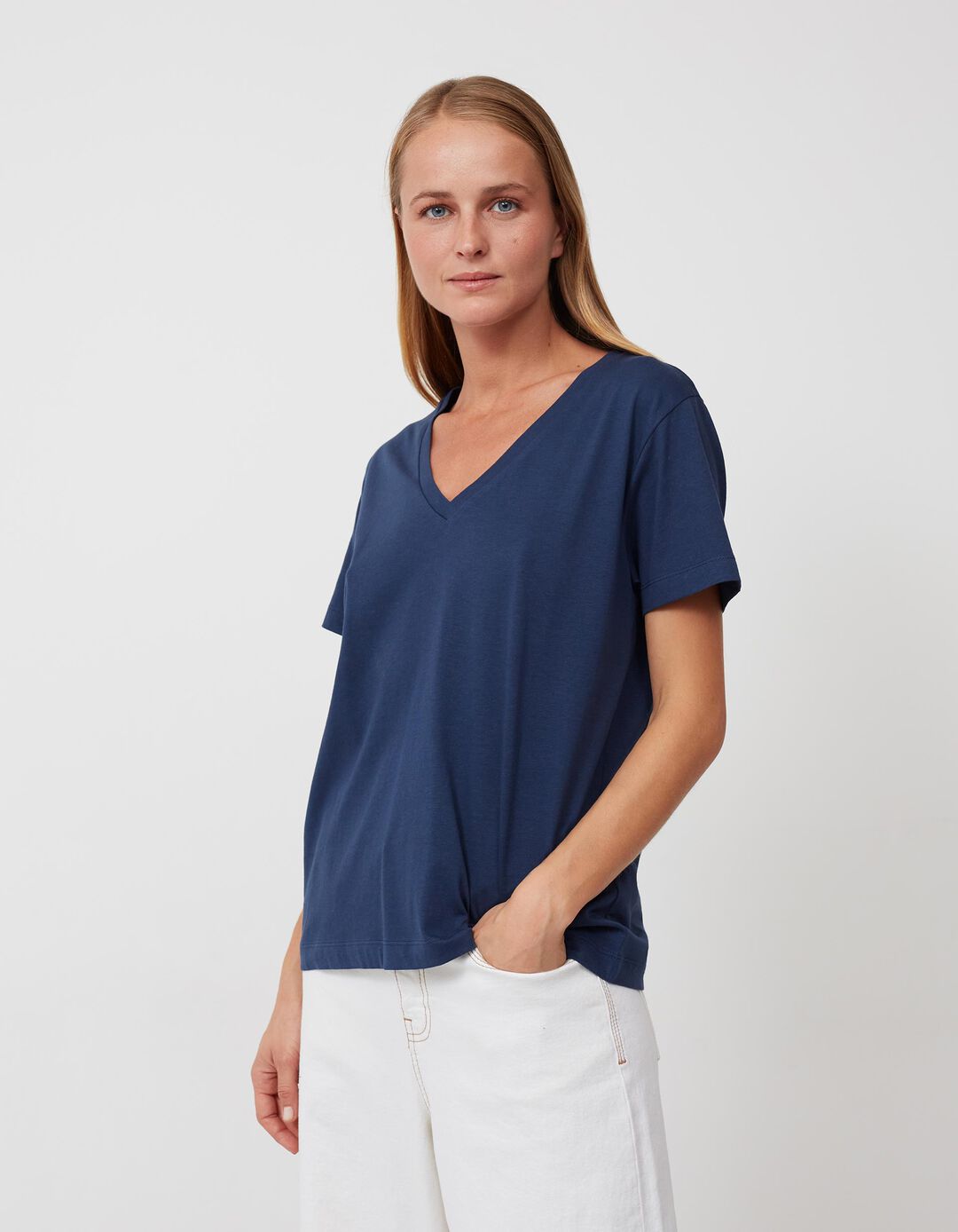 V-neck T-shirt, Women, Dark Blue