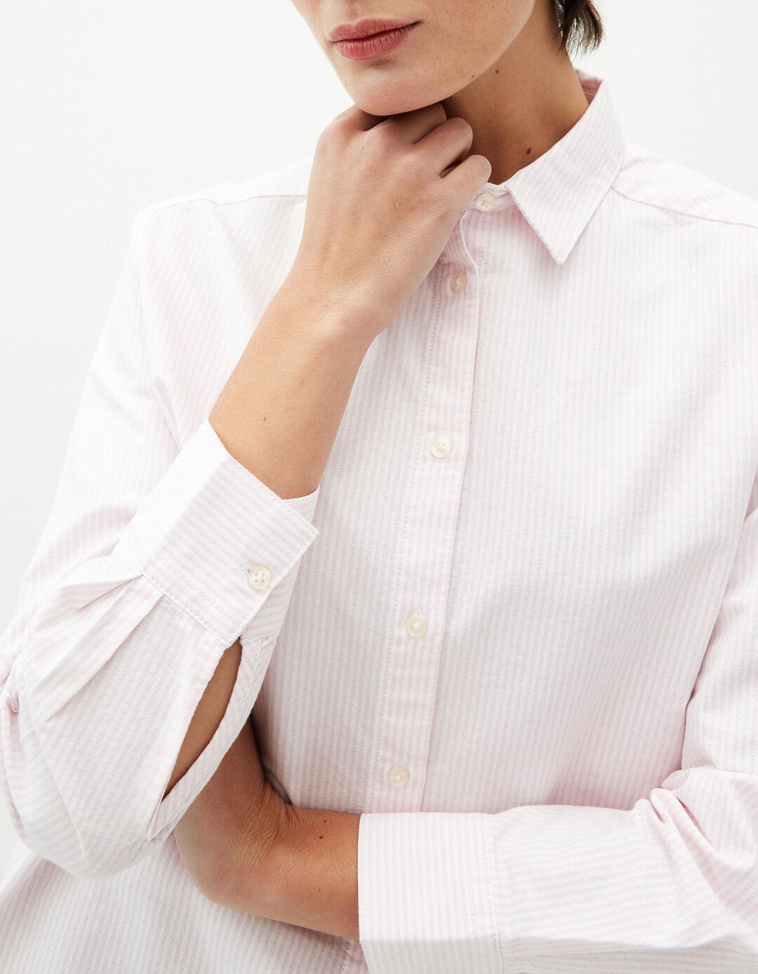 Camisa de Manga Comprida Oxford, Mulher, Rosa