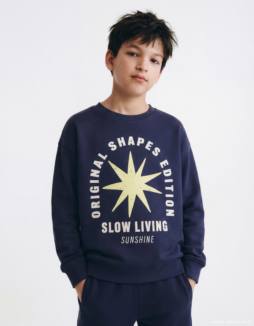 Sweatshirt de Felpa, Menino, Azul Escuro
