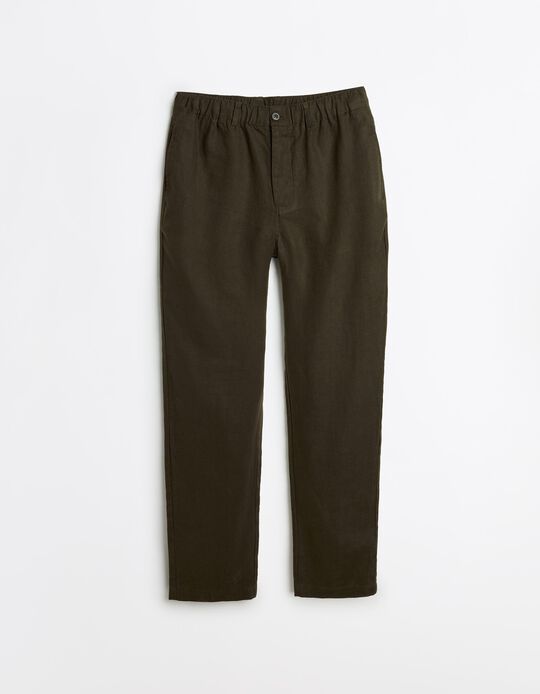 Comprar Online Cal&ccedil;as de Linho, Homem, Verde Escuro