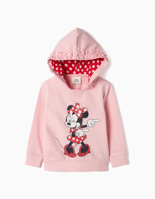 Sweatshirt com Capuz para Beb&eacute; Menina 'Minnie', Rosa