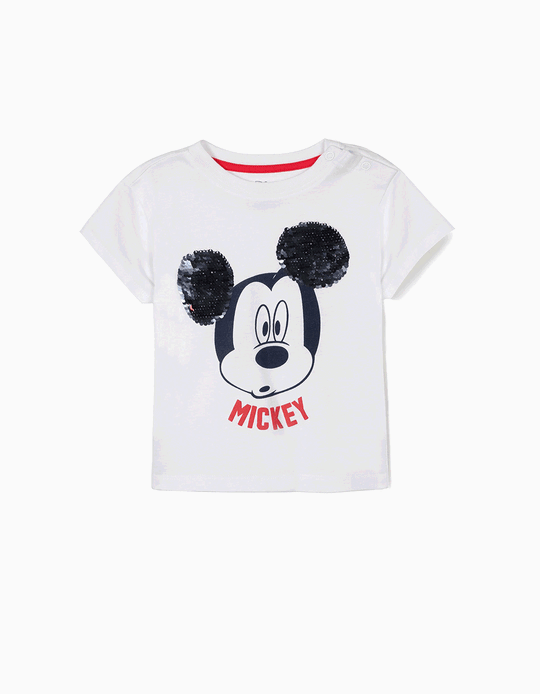 T-shirt para Beb&eacute; Menino 'Mickey', Branco