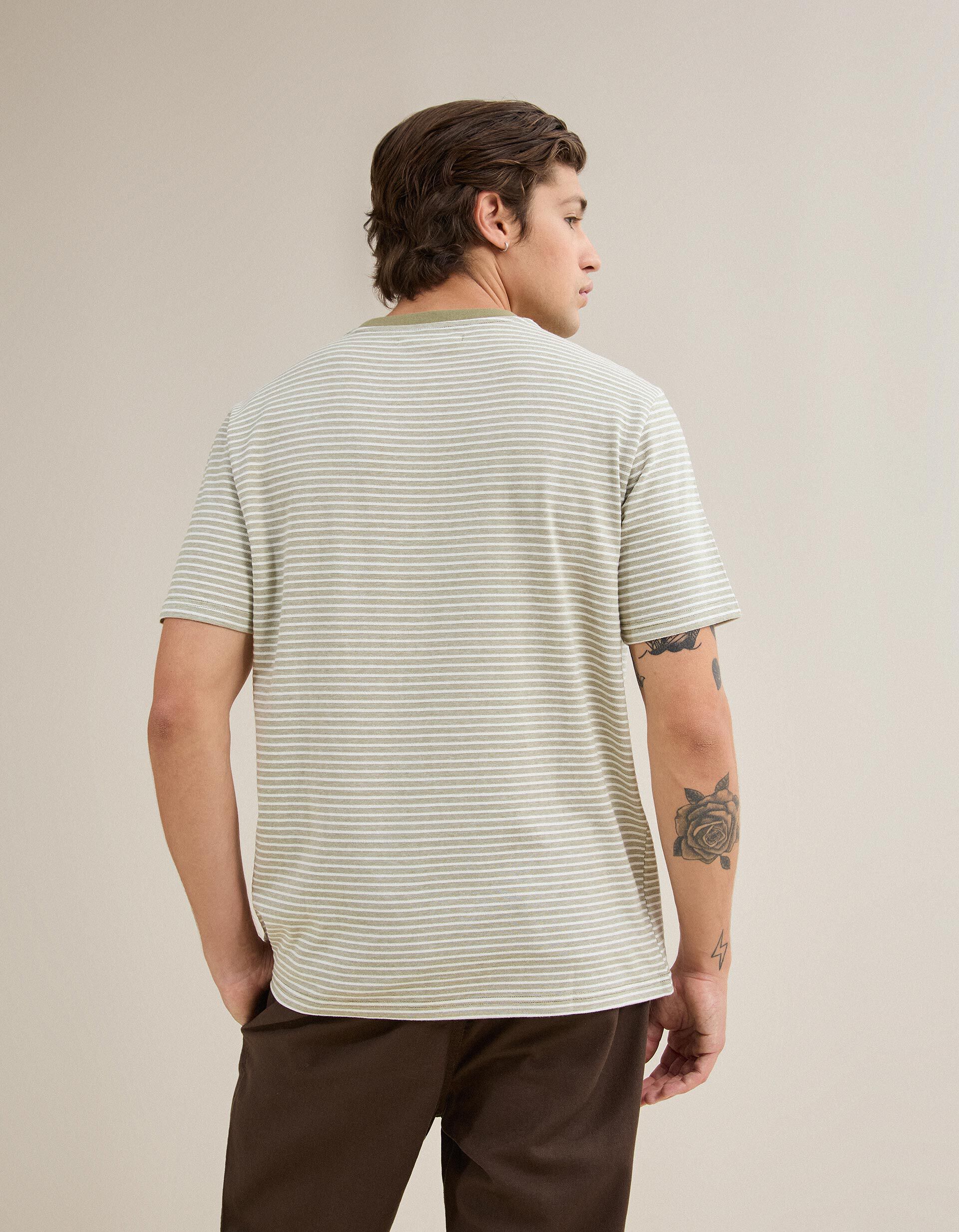 Comprar Online T-shirt Jersey Riscas, Homem, Verde Escuro