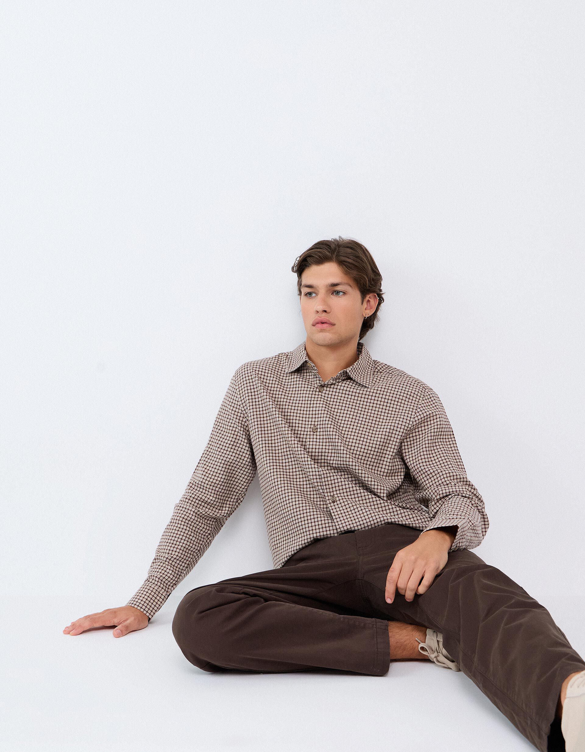 Comprar Online Camisa Slim Com Padr&atilde;o, Homem, Bege