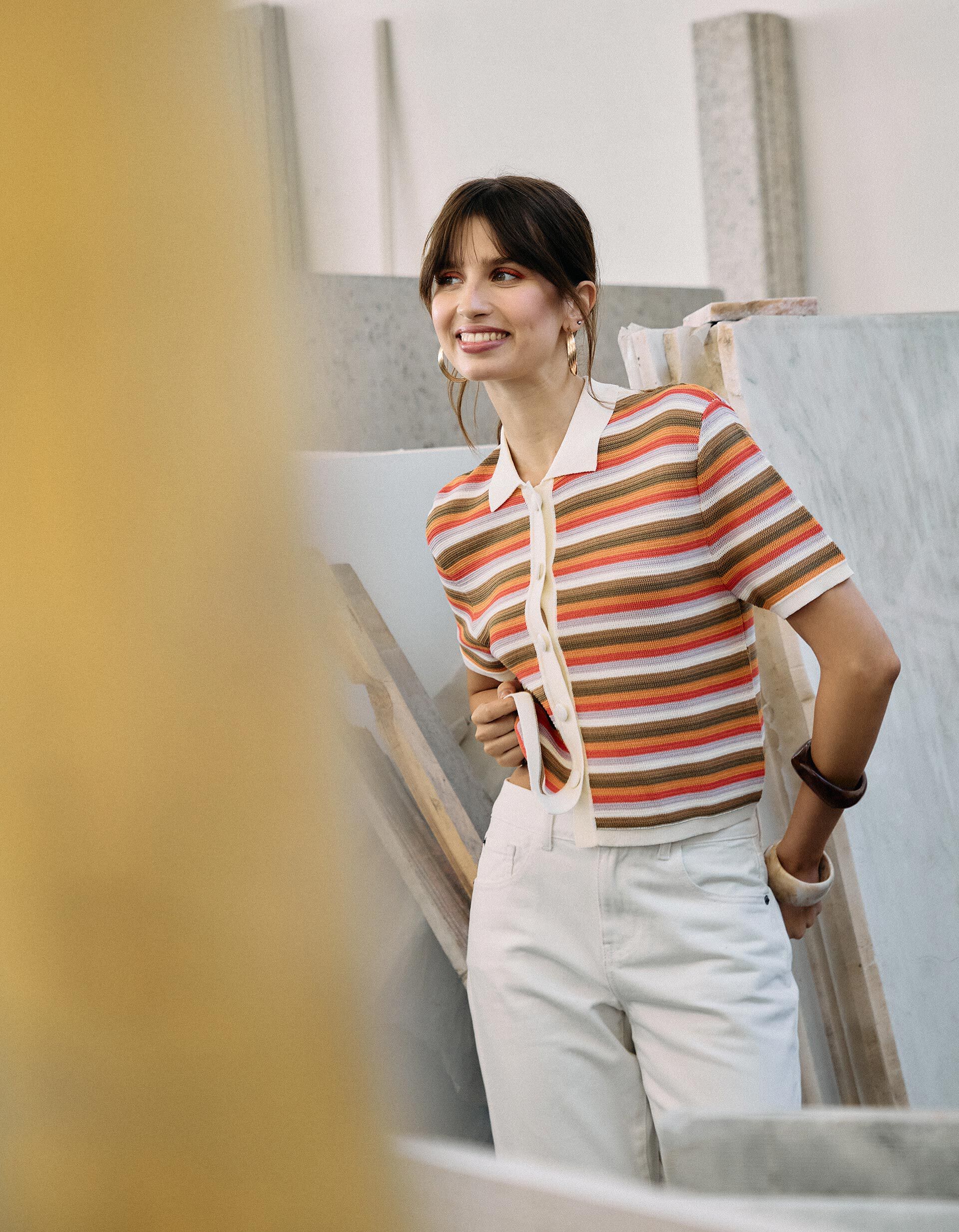 Comprar Online Cardigan de Malha Manga Curta, Mulher, Rosa 