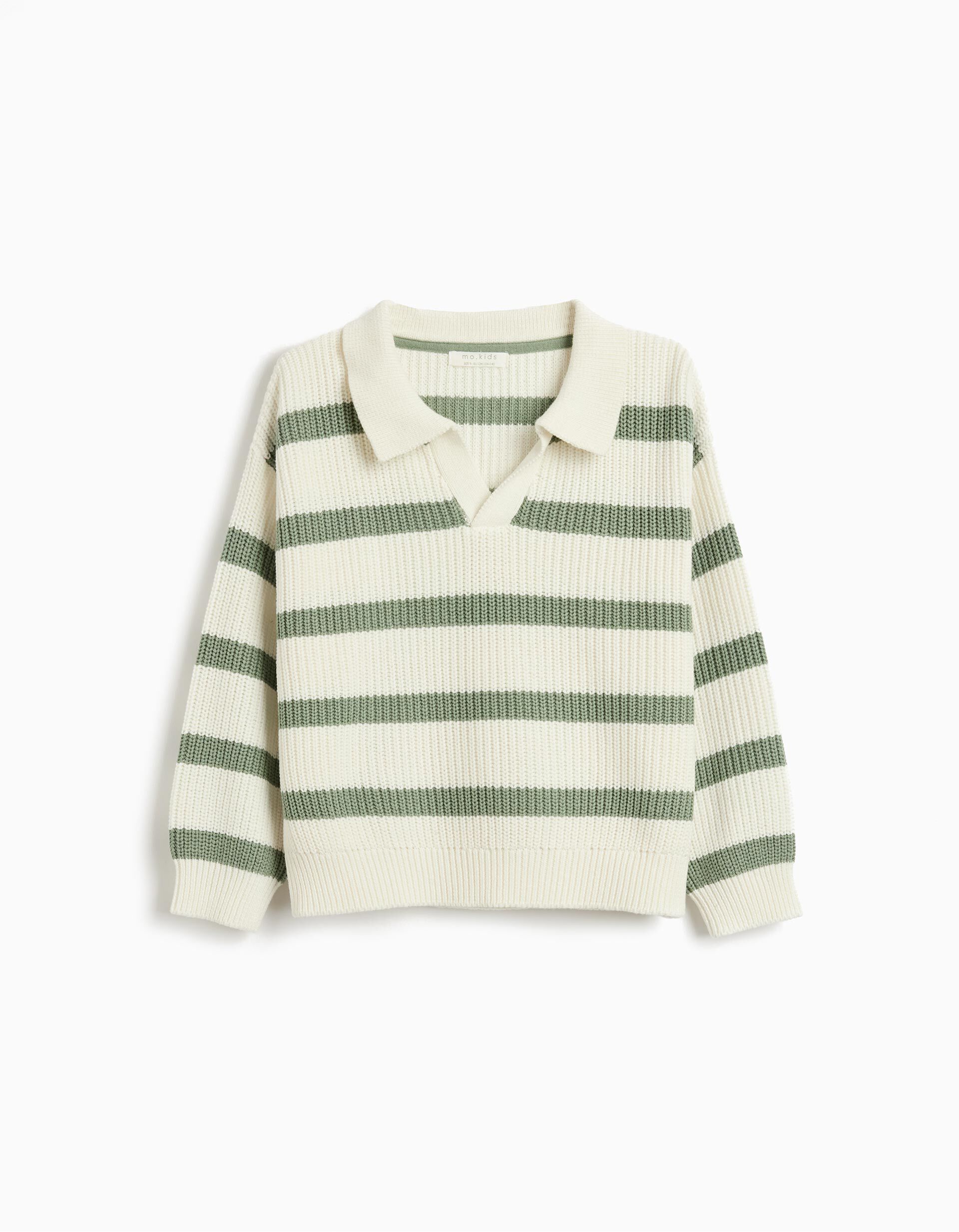 Comprar Online Camisola de Malha com Riscas, Menina, Verde