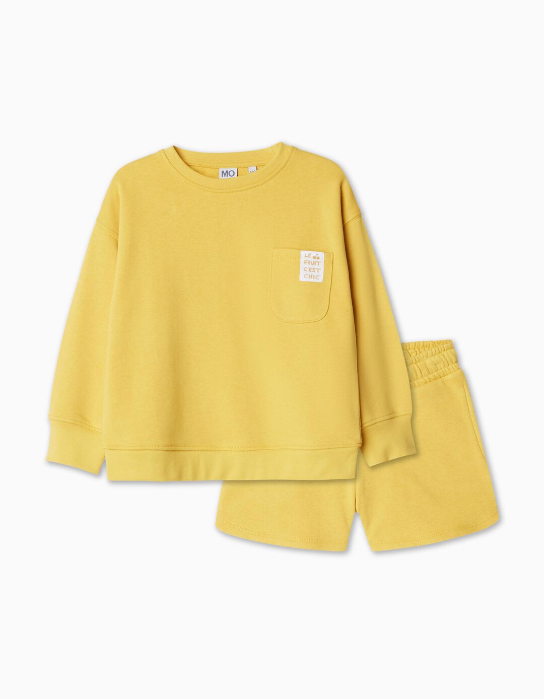 Conjunto Calções + Sweatshirt Felpa, Menina, Amarelo