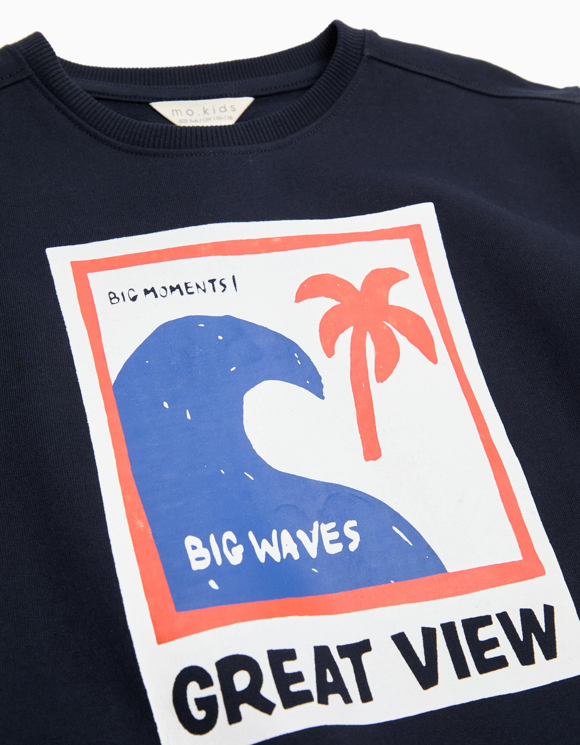 Comprar Online Sweatshirt de Felpa Estampado, Menino, Azul Escuro