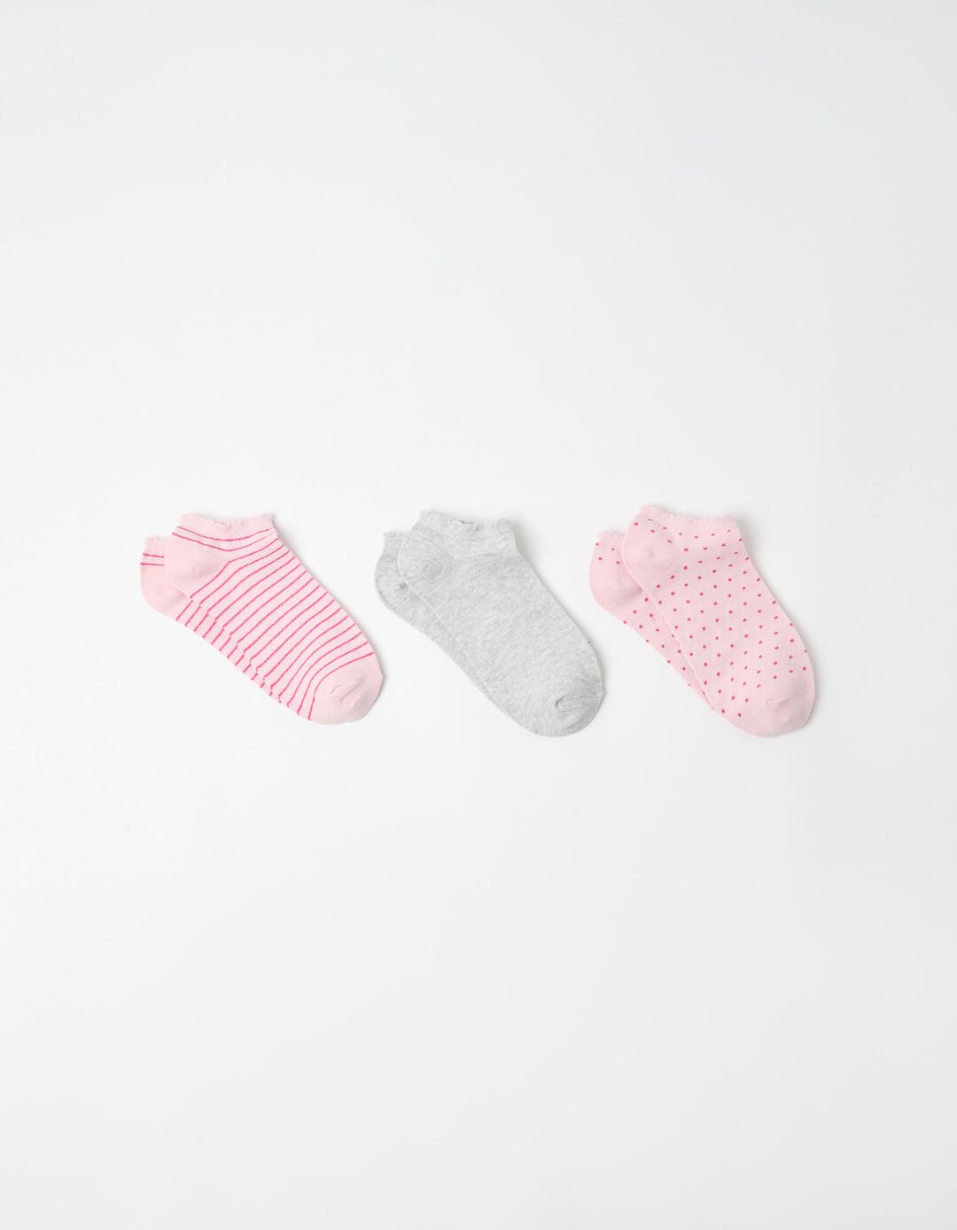 Pack 3 Pares de Meias Tornozelo, Mulher, Rosa