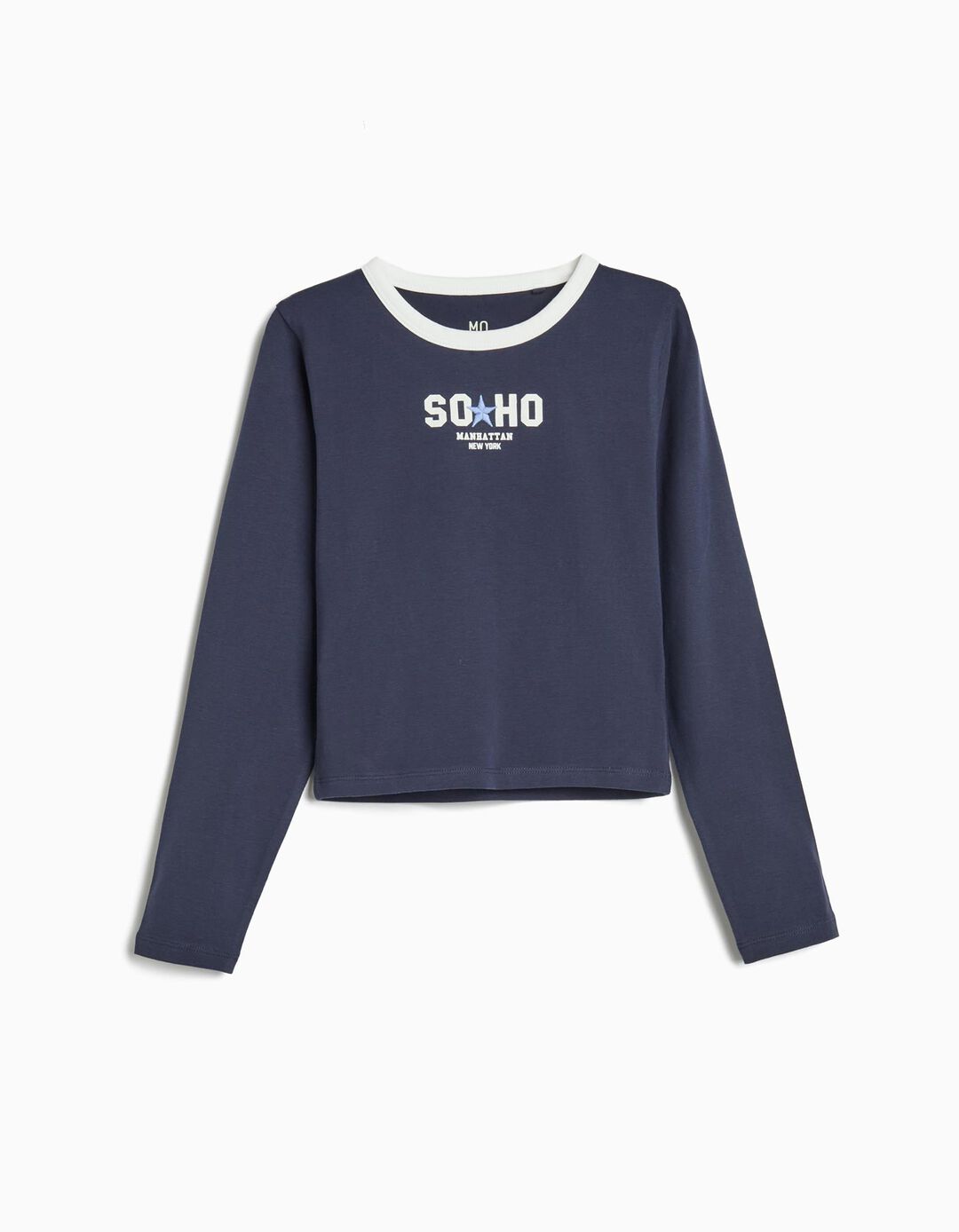 T-shirt de Manga Comprida, Menina, Azul Escuro