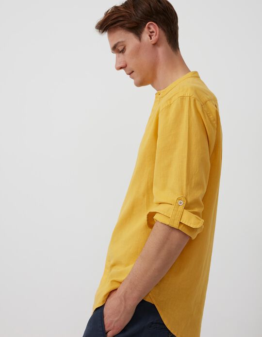 Camisa Linho, Homem, Amarelo