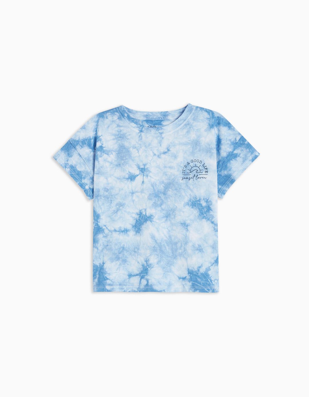 Tie-dye Printed T-shirt, Girl, Light Blue