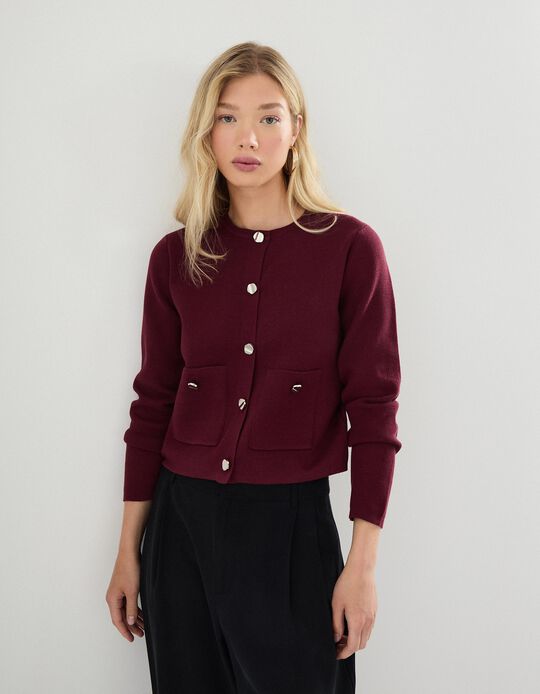 Comprar Online Casaco de Malha, Mulher, Vermelho Escuro