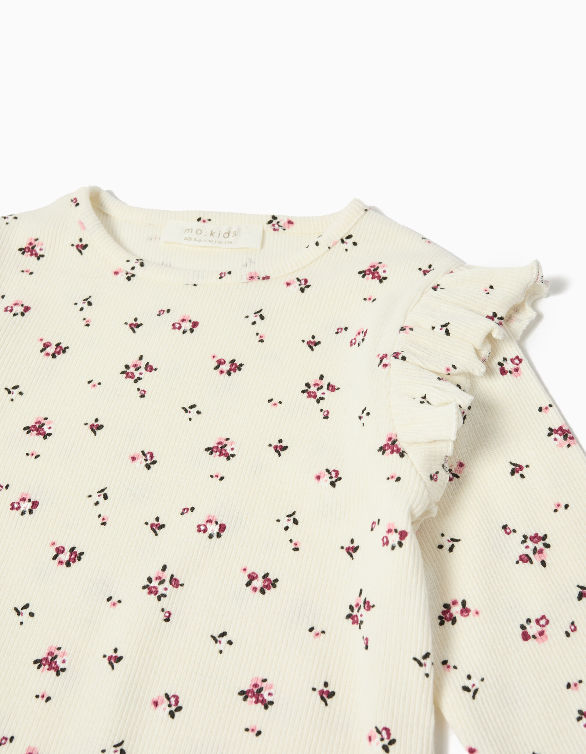 Comprar Online T-shirt de Manga Comprida com Folhos, Menina, Branco