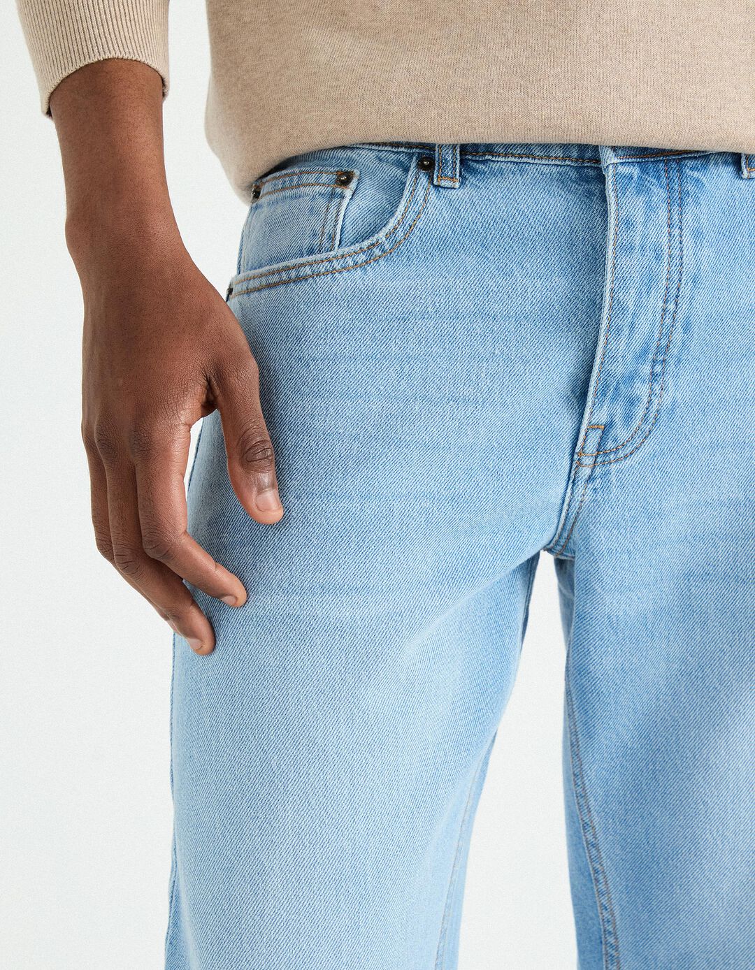 Calças de Ganga 'Straight Fit', Homem, Azul Claro