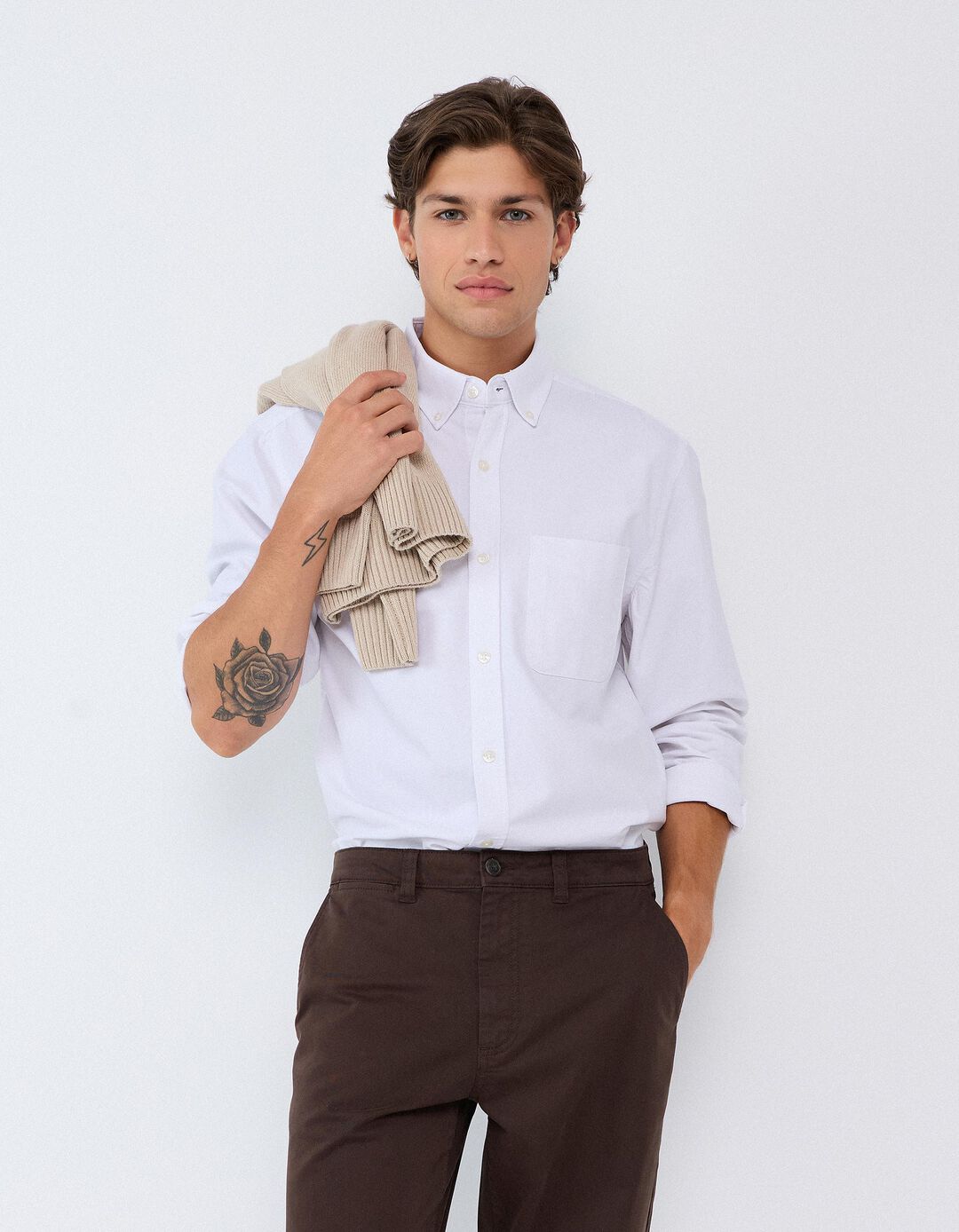 Camisa Oxford, Homem, Branco