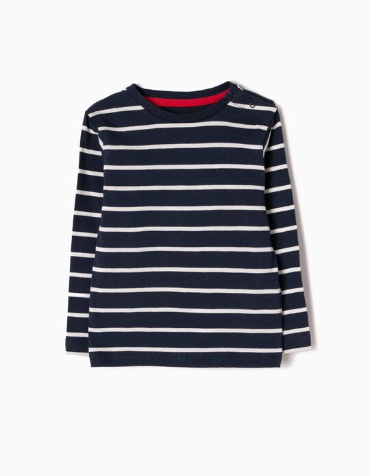 T-shirt Manga Comprida Riscas Brancas