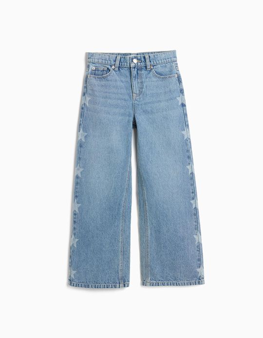 Comprar Online Cal&ccedil;as de Ganga 'Wide Leg' Estrelas, Menina, Azul Claro