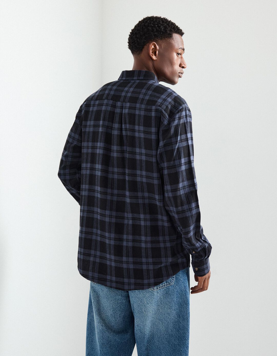 Camisa Flanela de Xadrez, Homem, Azul Escuro