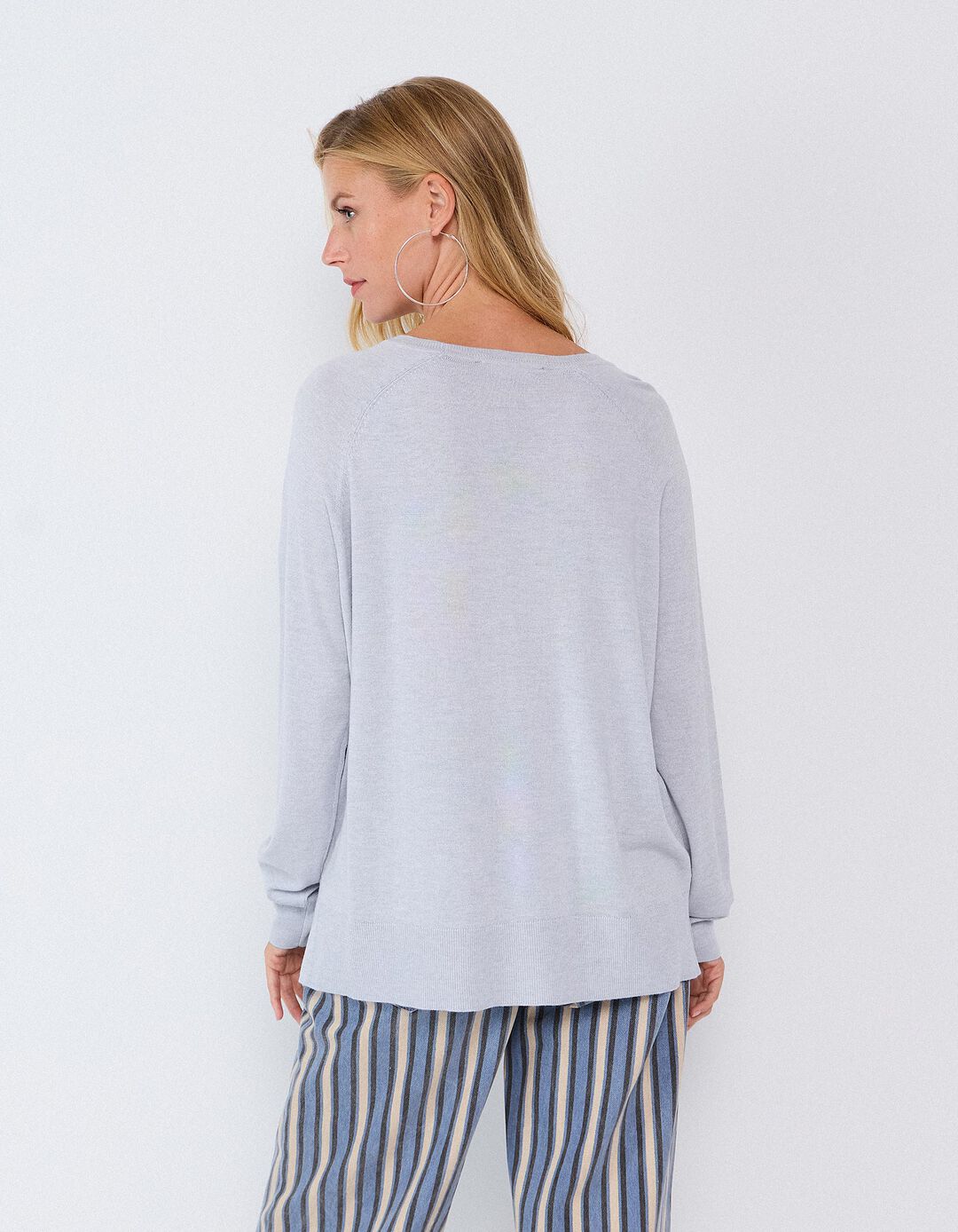 Sweater De Manga Comprida, Mulher, Azul Claro